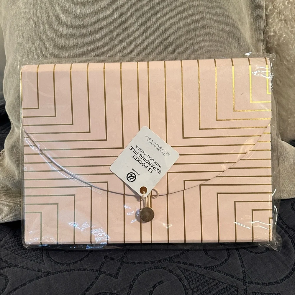 Blush Pink Geometric Clutch Folder with Gold Accent